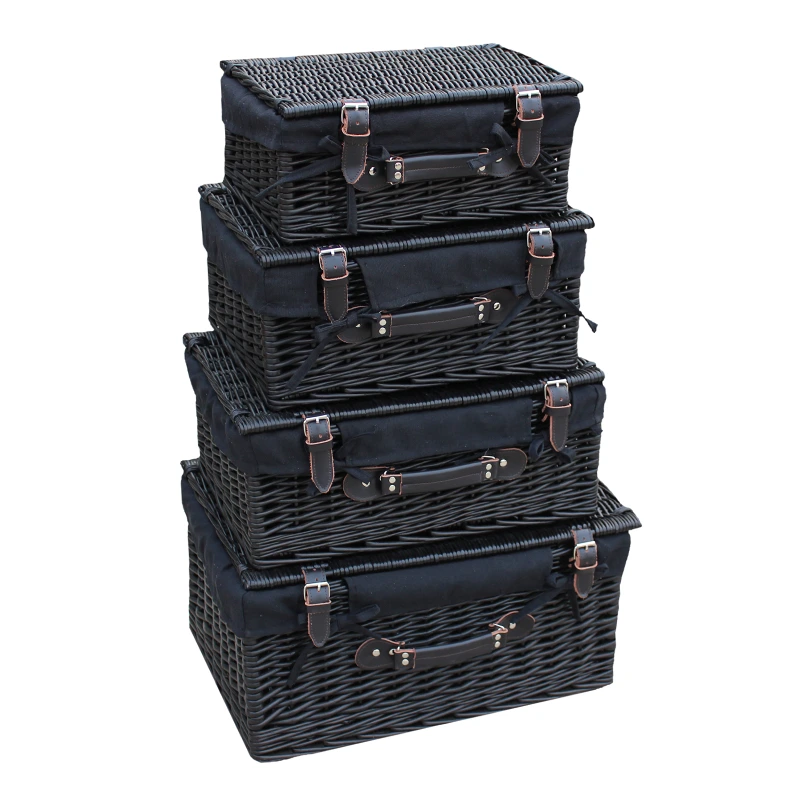 Black Wicker Hamper Basket & Black Liner